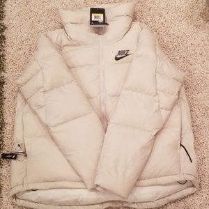 nike cream high neck puffer jacket